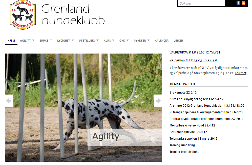Grenland Hundeklubb webside